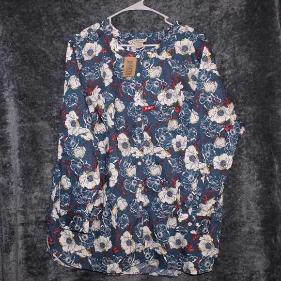 NWT Duluth Trading Co. Dark Teal Floral Tunic - Picture 2 of 7
